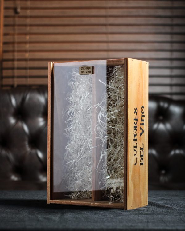 Estuche de madera RUSTIC con tapa de vidrio